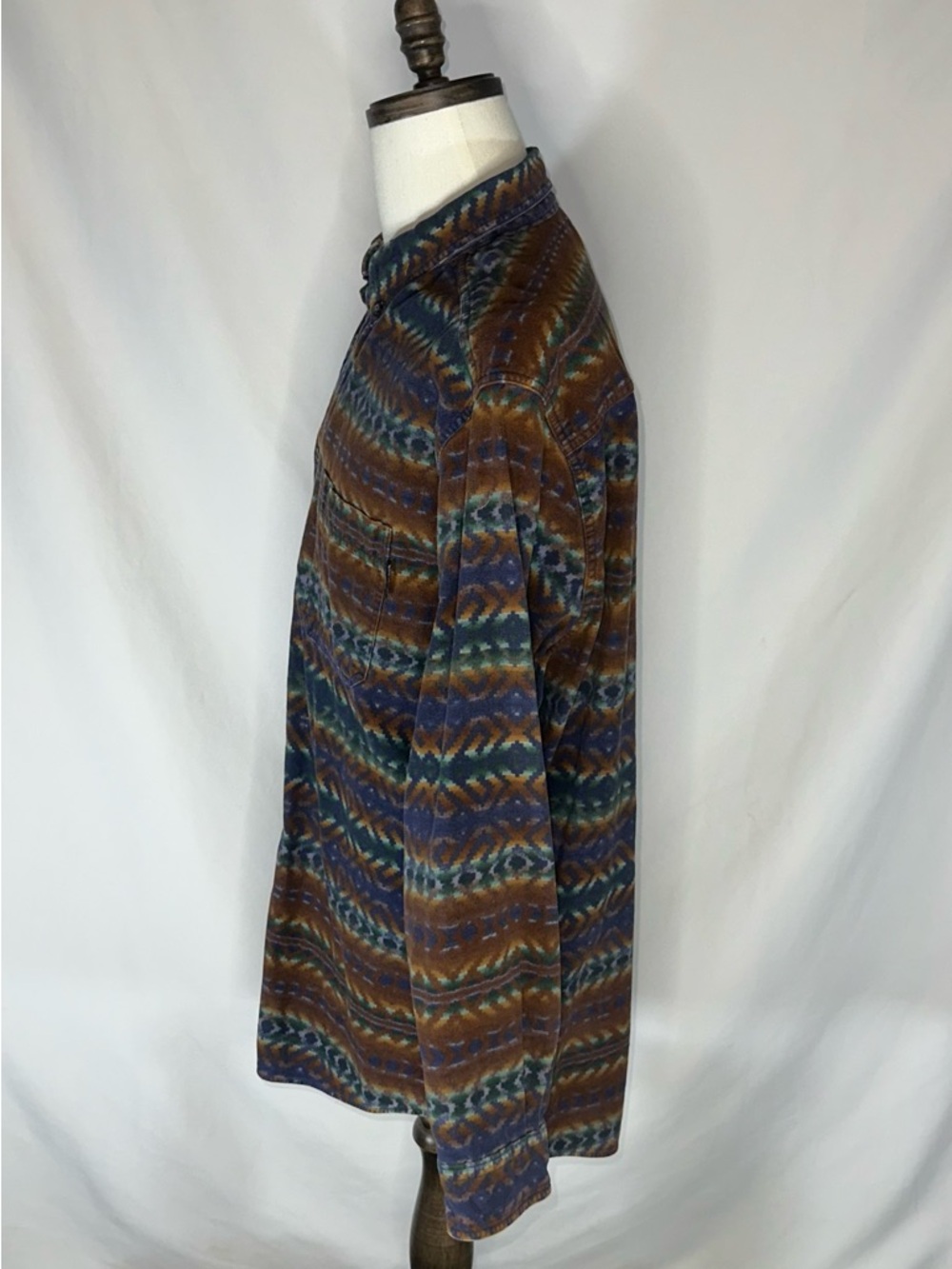 VTG Woolrich Men's XL Southwestern Aztec Flannel Shirt Geometric Earth Tones - Picture 2 of 7